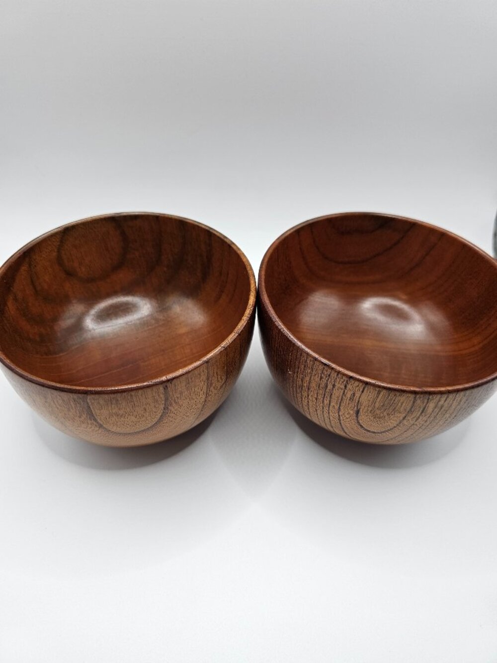 Pair of Vintage Wooden Bowls – Hand-Turned Mid-Century Kitchenware 5"Wide/3"Deep